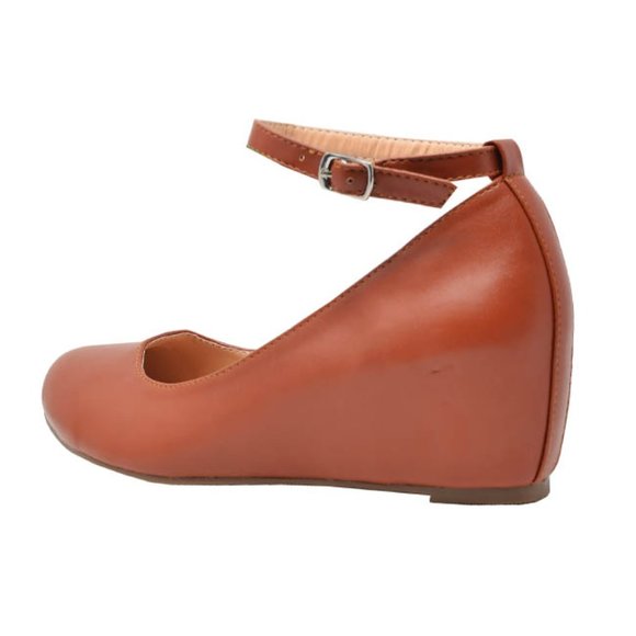 WOMEN'S WHITE ANKLE STRAP WEDGE - Picture 3 of 4